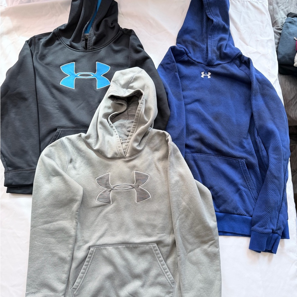 Under Armour Kids' Hoodie Trio - Charcoal, Heather Gray, Royal Blue